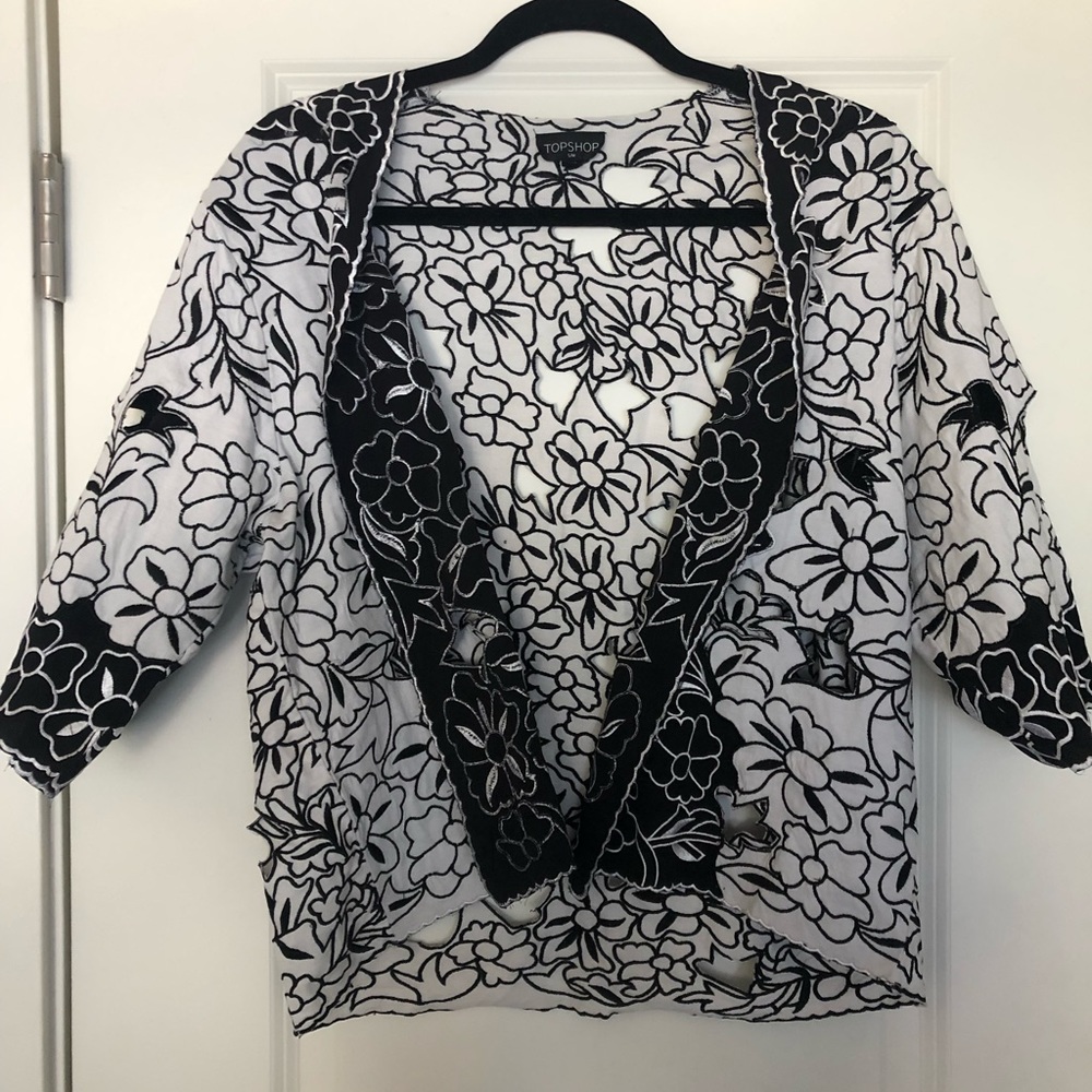 TopShop Black and White Floral Shawl